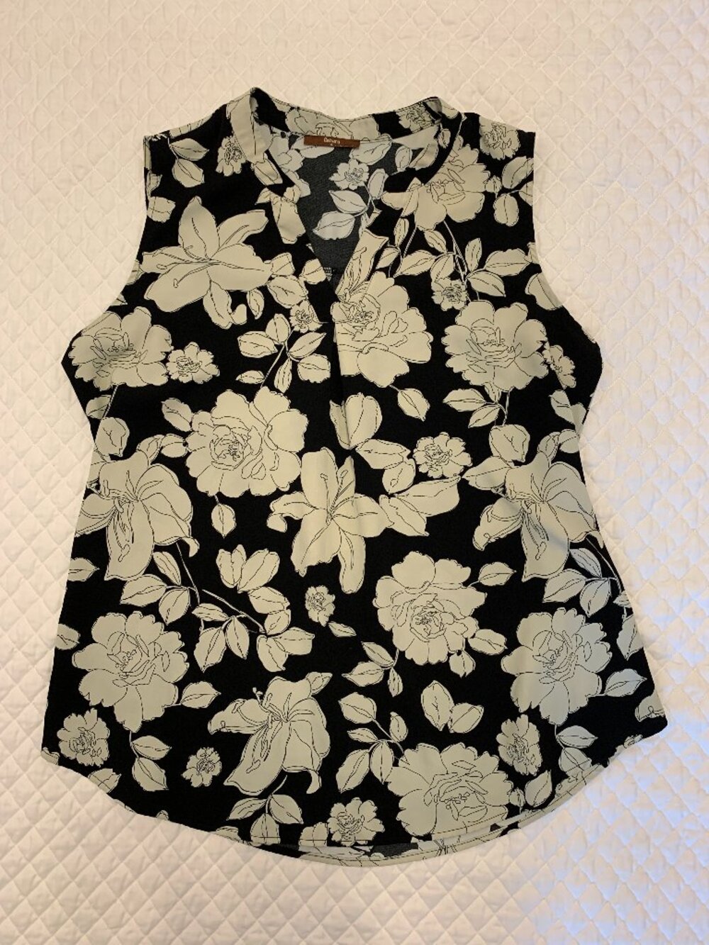 Women’s Floral Patterned V-Neck Sleeveless Blouse XL